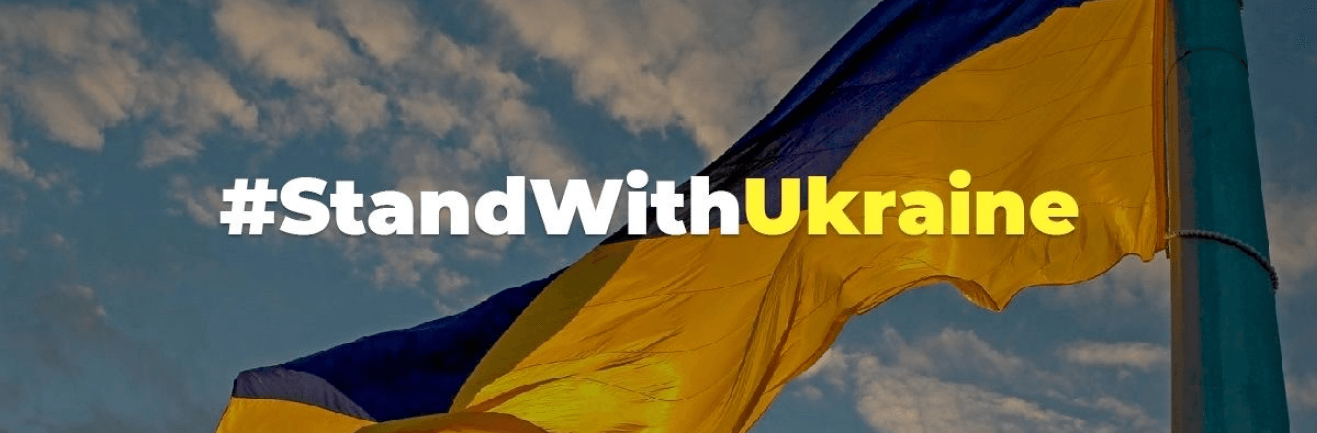 #StandWithUkraine - Ukrainian Flag at the background